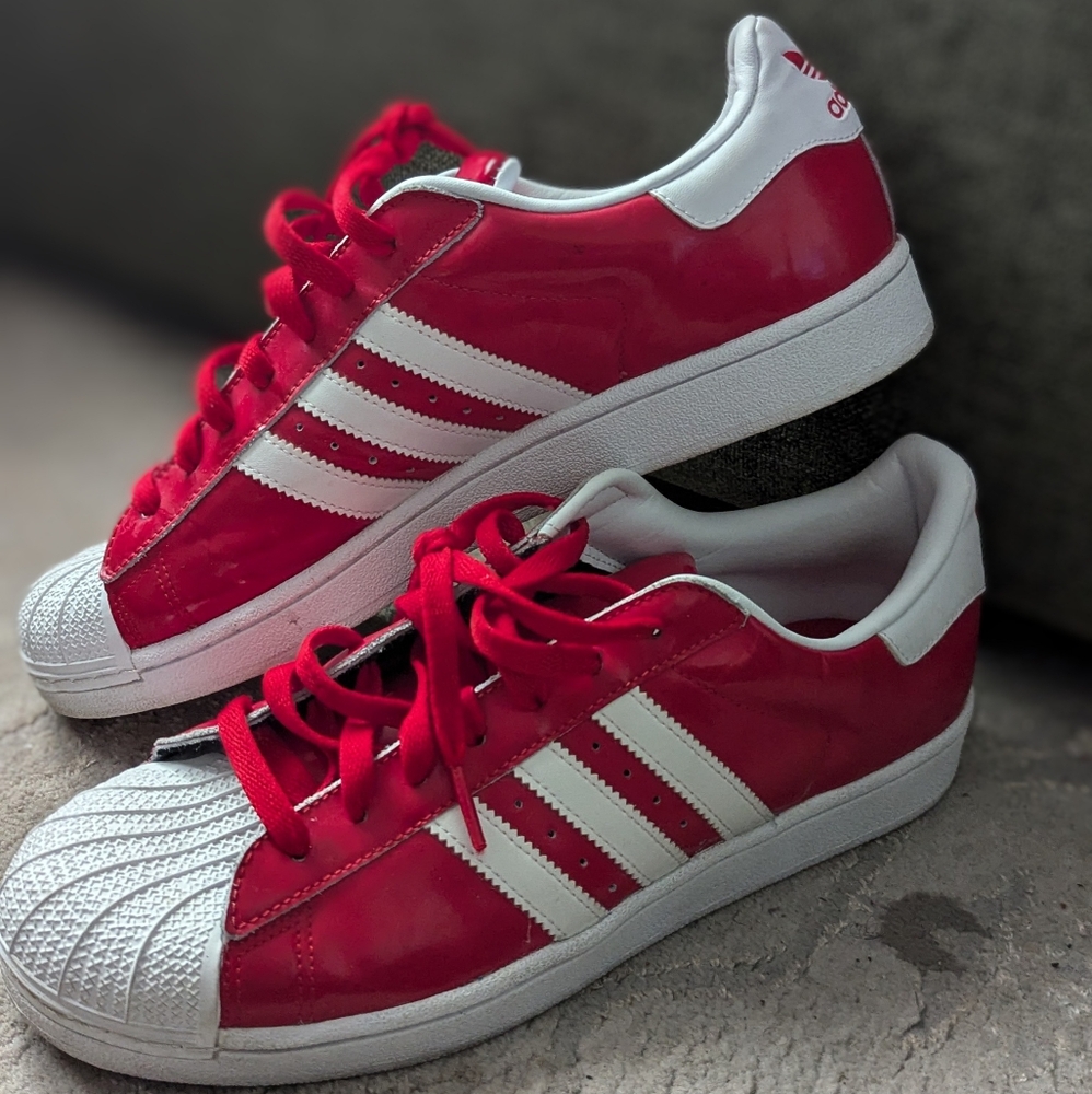 Adidas Superstar Men's Original Lifestyle Shoes White/Red D65602 (SIZE: 10.5 US)